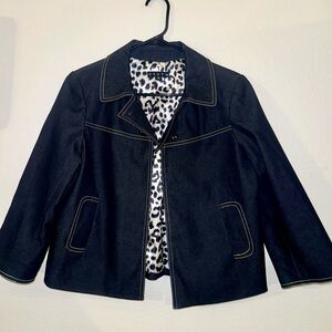 Women’s Vesti Brand Jean Jacket with Animal Print Lining size 6